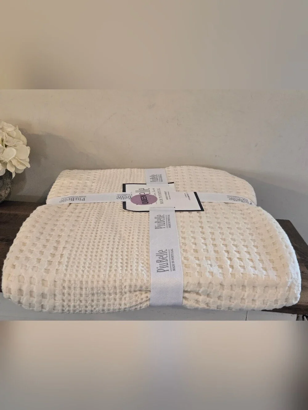 Piubelle Piu Belle Matelasse Queen Waffle  Cotton Ceeam Coverlet BlanketPortugal